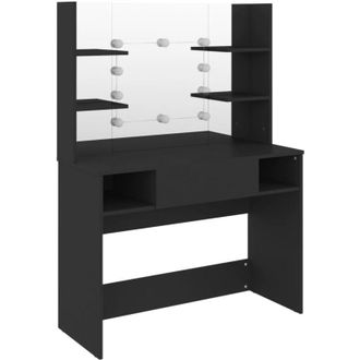 vidaXL Makeup Table with led Lights 100x40x135 cm mdf Black Vidaxl