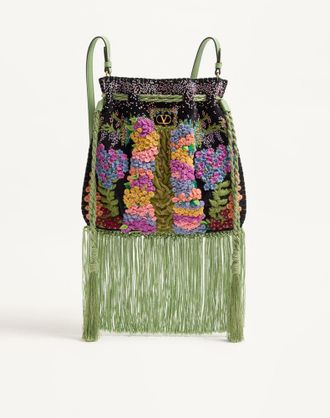 Valentino Garavani Borsa Valentino Garavani Nellc&ocirc;te Alice Ricamata Con Frange Donna NERO/MULTICOLOR UNI