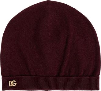 Dolce & Gabbana Cashmere Hoed met Applicatie - Dames - Hoeden - Rood - ONE Size - Accessoires
