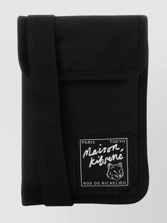 Maison Kitsun&eacute; nylon phone case with adjustable shoulder strap