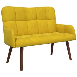 vidaXL Sof&aacute; De 2 Plazas Amarillo 115 X 61 X 87 Cm Terciopelo Vidaxl