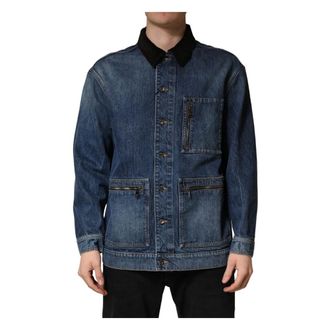 Dolce & Gabbana Denim Jackets, male, Blue, Size: M Cotton Denim Blouson Jacket