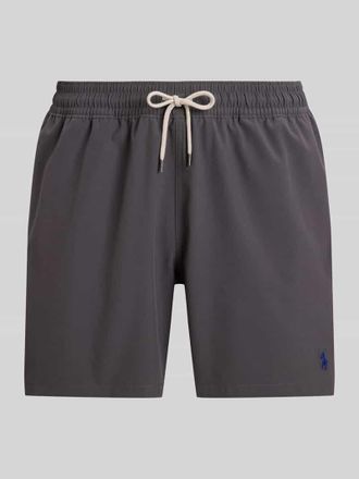 Ralph Lauren Badeshorts mit Logo-Stitching Modell TRAVELER in Mittelgrau, Gr&ouml;&szlig;e XXL