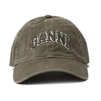 Ganni Cotton Baseball Cap - female - Ganni - Hats & Caps - Green - ONE SIZE - Accessories