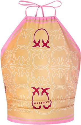 Pinko Pink And Orange Scarf Top With Logo