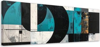 Feeby Cuadro Sobre Lienzo, Abstracci&oacute;n Formas Turquesa, 120x40