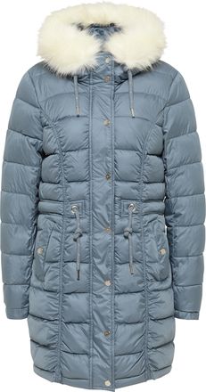 Faina Sookie serie Gewatteerde jas met nepbont Dames Grijs-blauw