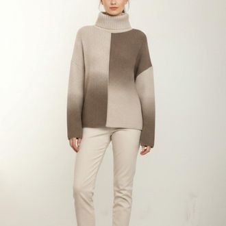 Joseph Beige/khaki Rib Knit Turtleneck Sweater