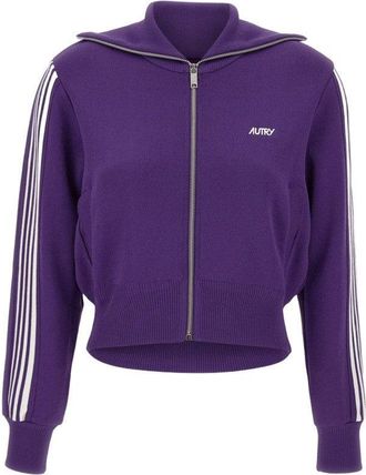 Autry Cropped Tennis-Style Jacket With Contrasting Stripes And Logo