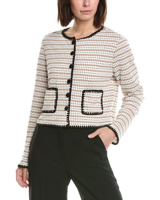 CeCe by Cynthia Steffe Crochet Detailed Knit Cardigan