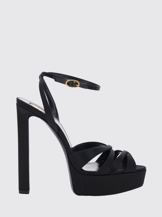 Saint Laurent Sandali Chandelle in raso con plateau e tacco alto quadrato