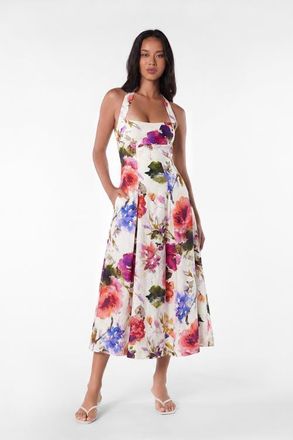 Nicholas Elisabeth Print Dress in Watercolor Flora at Nordstrom, Size 12