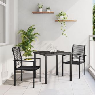 Berkfield Home 3 Piece Garden Dining Set Black PVC Rattan