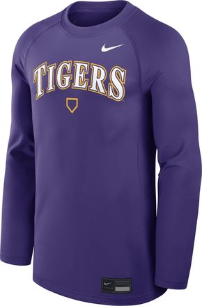 Nike LSU Dugout Game Time Nike Mens Dri-FIT College Long-Sleeve T-Shirt in Purple | 013D51LLSN-NHU
