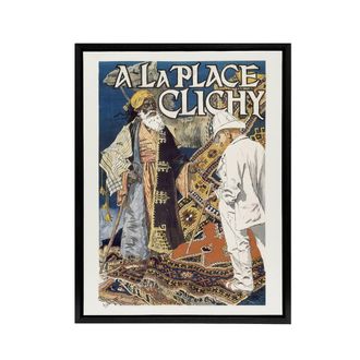 Artery8 Place Clichy Vintage Advert Eugene Grasset Framed Canvas Wall Art | Size: W24 x H32