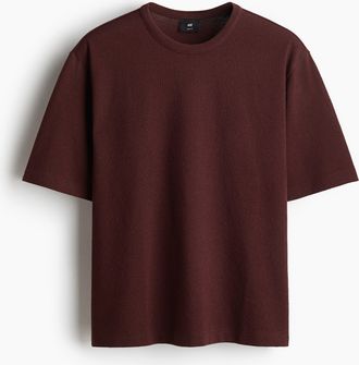 H&M T-Shirt in Loose Fit - Weinrot