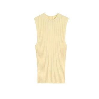 Max Mara Sleeveless Tops, female, Yellow, Size: XS Wkdbautta Ribbed Sleeveless Top