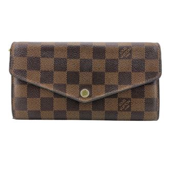 Louis Vuitton Damier Brown Rose Ballerine Leather Long Wallet (Bi-Fold) (Pre-Owned)