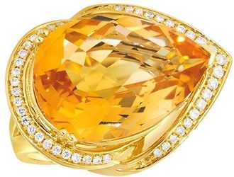 Le Vian Semi-Precious 14K 10.04 Ct. Tw. Diamond & Citrine Cocktail Ring