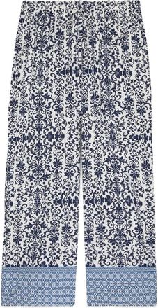 Fiorella Rubino Wijde Viscose Broek - Dames - Wijde Broeken - Blauw - 2XL - Broeken