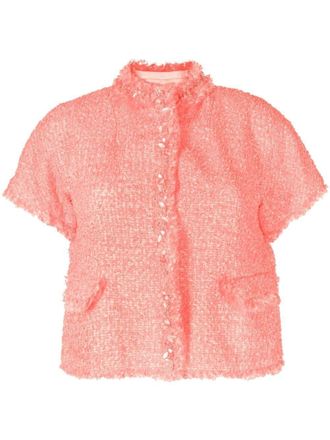 Shiatzy Chen bead-embellished tweed jacket - women - Polyester/Polyamide/Lyocell - 42 - Pink