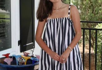 Mikoh Swimwear Brodie Mini Dress In Navy, White, And Purple