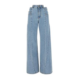 Maison Margiela Jeans, Dames, Blauw, 3Xs, Denim, D&eacute;cortiqu&eacute; Wijde Jeans