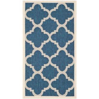 Safavieh Alfombra enrejado de polipropileno azul/beige, 122 x 170 cm