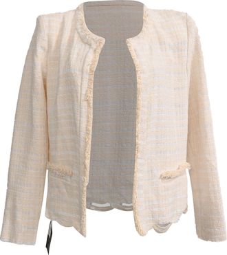 Iro Iro Frayed Tweed Open Blazer in Cream Cotton