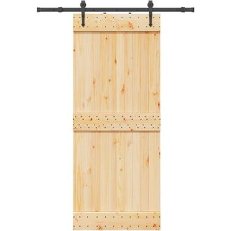 vidaXL Vidaxl - Puerta Corredera Con Herrajes Madera Maciza De Pino 85x210 Cm