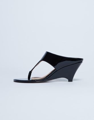 Topshop Ally - Sandali infradito neri con zeppe-Nero
