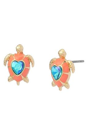 Betsey Johnson Turtle Stud Earrings in Orange at Nordstrom