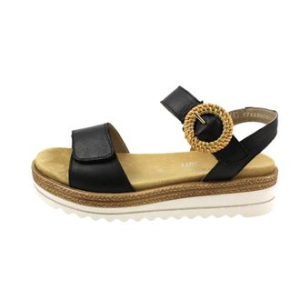 Remonte Odeon Wedge Sandaal - Dames - Schoenen - Zwart - Maat: 39 EU Leer