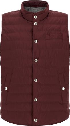 Brunello Cucinelli Bordeaux Polyester Sleeveless Mens Jacket