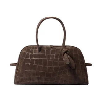 Jacquemus Handbags, male, Brown, Size: ONE SIZE Brown Crocodile Suede Le Turismo Bag