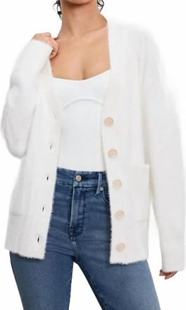 Good American Oversized Plush Cardigan Top In Cloud White