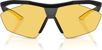 Ferrari 81mm Semi Rimless Irregular Sunglasses in Black Matte /Yellow Solid at Nordstrom