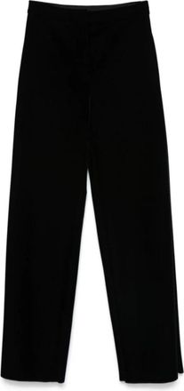 Sportmax Zwarte fluwelen broek met hoge taille en rechte pijpen - Dames - Straight fit broeken - Zwart - M - Broeken