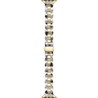 Posh Tech Aria Resin & Stainless Steel Apple Watch Watchband in Natural Tortoise /Gold at Nordstrom