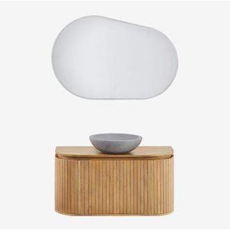 Sklum Conjunto De Mueble De Ba&ntilde;o En Madera De Mango Analis Sklum