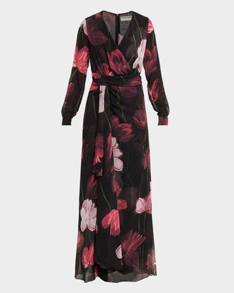 La Petite Robe Di Chiara Boni Draped Floral-Print Georgette Gown