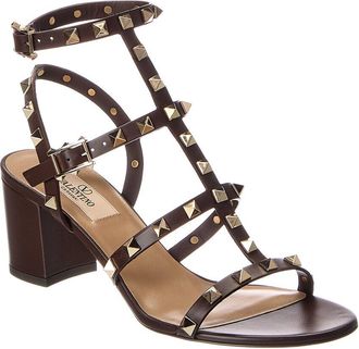 Valentino Rockstud Caged 60 Leather Ankle Strap Sandal