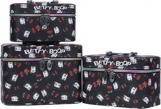 Betty Boop Womens Cosmetic Bag Set In Black