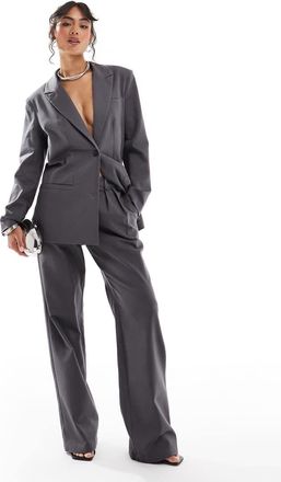 Pretty Lavish pleated wide leg pants in charcoal gray - part of a set