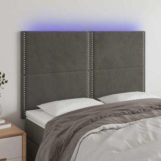 vidaXL Cabecero Con Luces Led Terciopelo Gris Oscuro 144x5x118/128 Cm Vidaxl