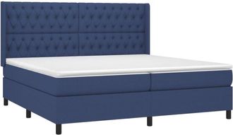 vidaXL Cama Box Spring Colch&oacute;n Y Luces Led Tela Azul 200x200 Cm Vidaxl