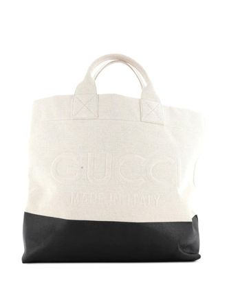 Gucci Logo Embossed Open Canvas tote bag - Neutrals