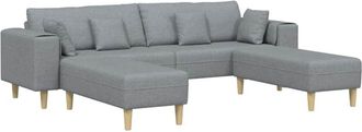 vidaXL Fabric Sofa with Cushion Light Grey 208 cm Fabric vidaXL