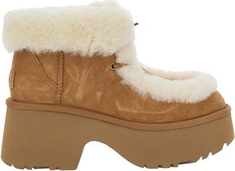 UGG esmee Beige Ankle Boots With Fur Detailing And Platform In Suede Woman