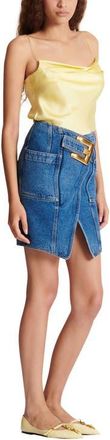 Balmain Short denim skirt with belt in Blue at Nordstrom, Size 42 Eu